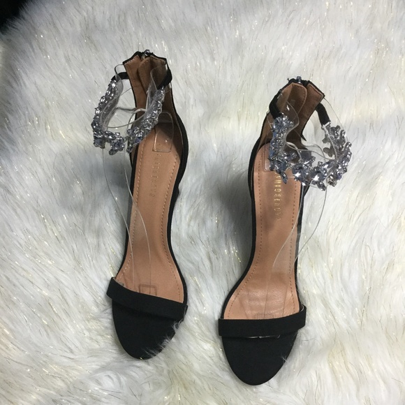 FASHION NOVA Bling Black Stiletto Heels Size 10 - Picture 7 of 8
